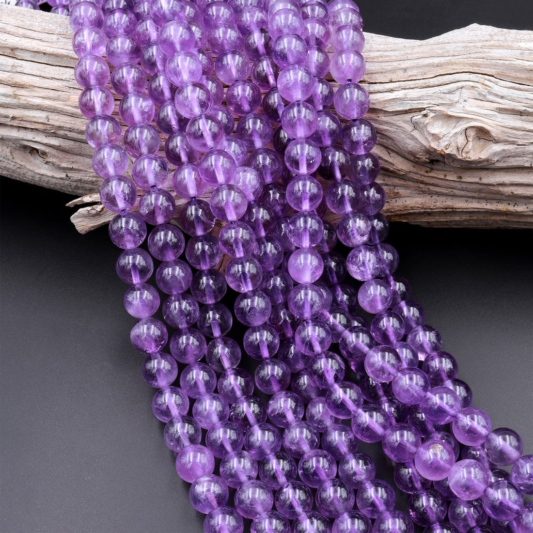 Natural African Amethyst Gemstone 6 mm Round Smooth Plain Beads 5 Strand (1 of 5)