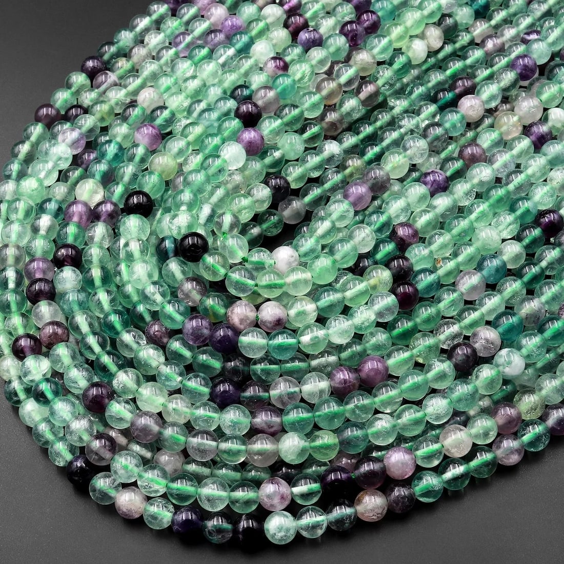 Natural Fluorite Gemstone 6 mm Round Smooth Plain Beads 10 Strand (1 of 4)
