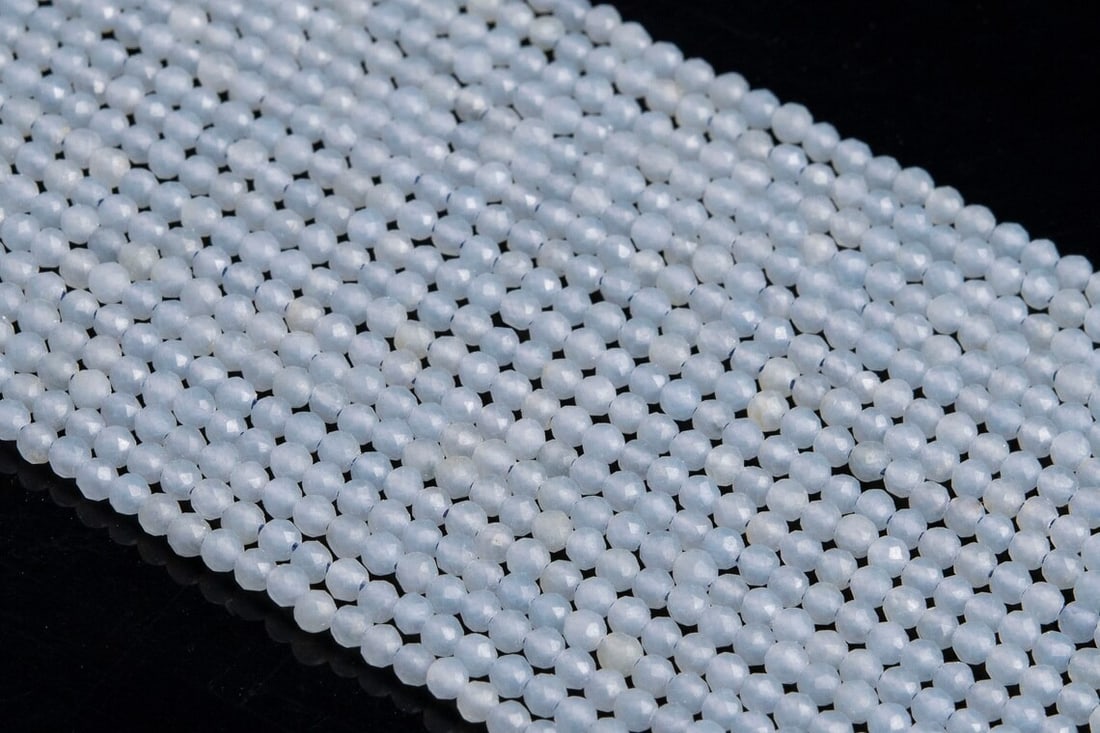 Natural Angelite Gemstone 3 mm Round Micro Faceted Beads 10 Strand: Natural Angelite Gemstone 3 mm Round Micro Faceted Beads 10 Strand Product Type : Loose Beads Strand Gemstone : Angelite Beads Shape : Round Micro Faceted Beads Size : 3 mm Quantity : 10 L