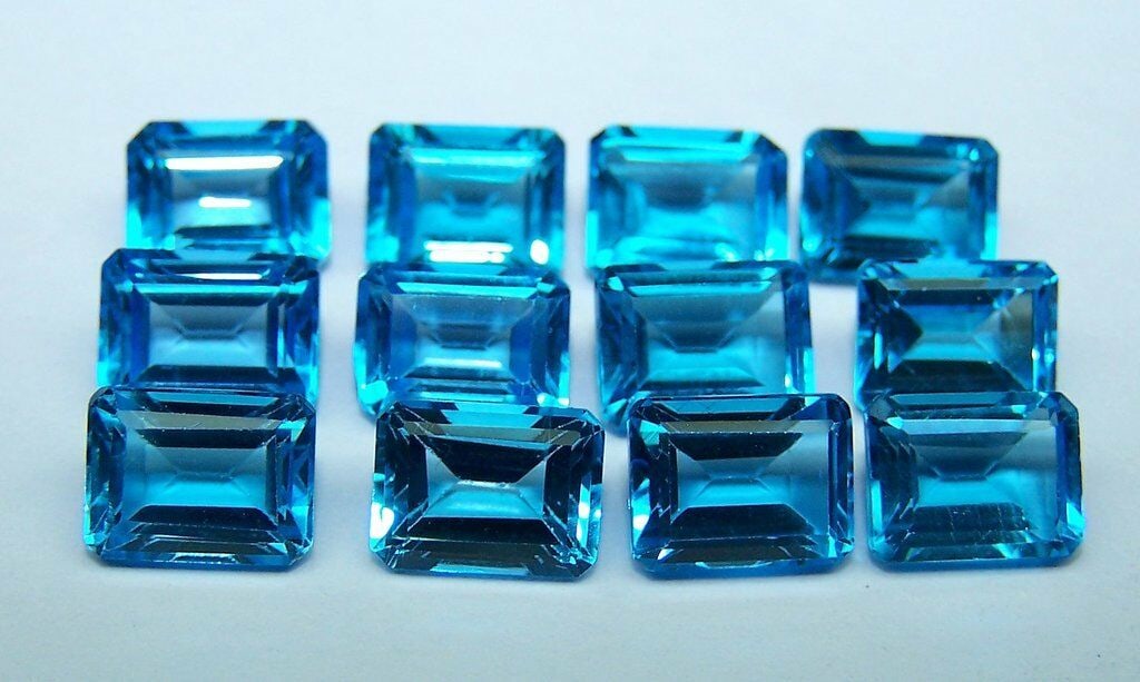 Swiss Blue Topaz 9x7 MM Octagon Faceted Cut 5 Pieces (1 of 2)