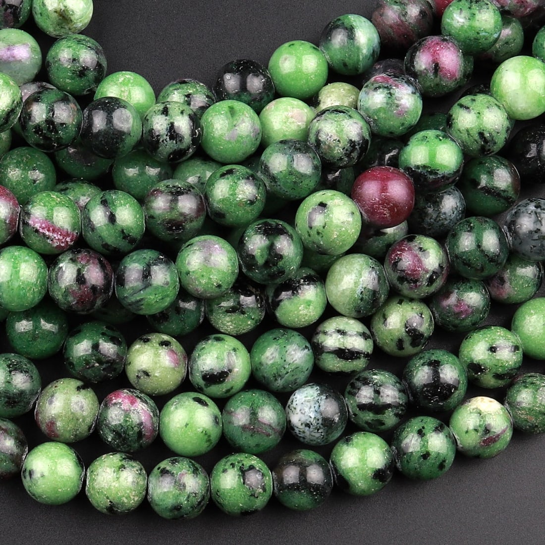 Natural Ruby zoisite Gemstone 8 mm Round Smooth Plain Beads 10 Strand (1 of 7)