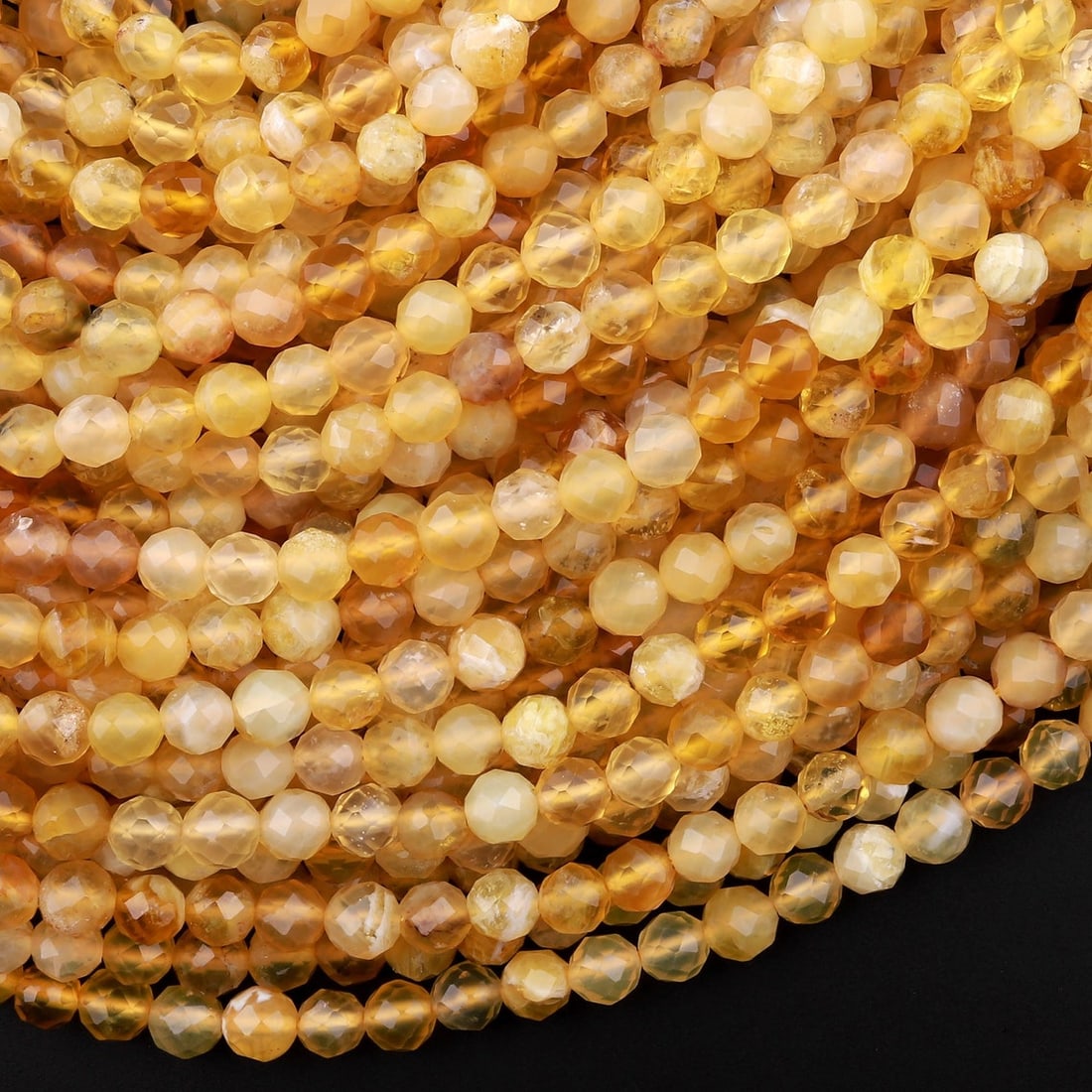 Natural Yellow Opal Gemstone 3 mm Round Faceted Cut Beads 10 Strand (1 of 7)