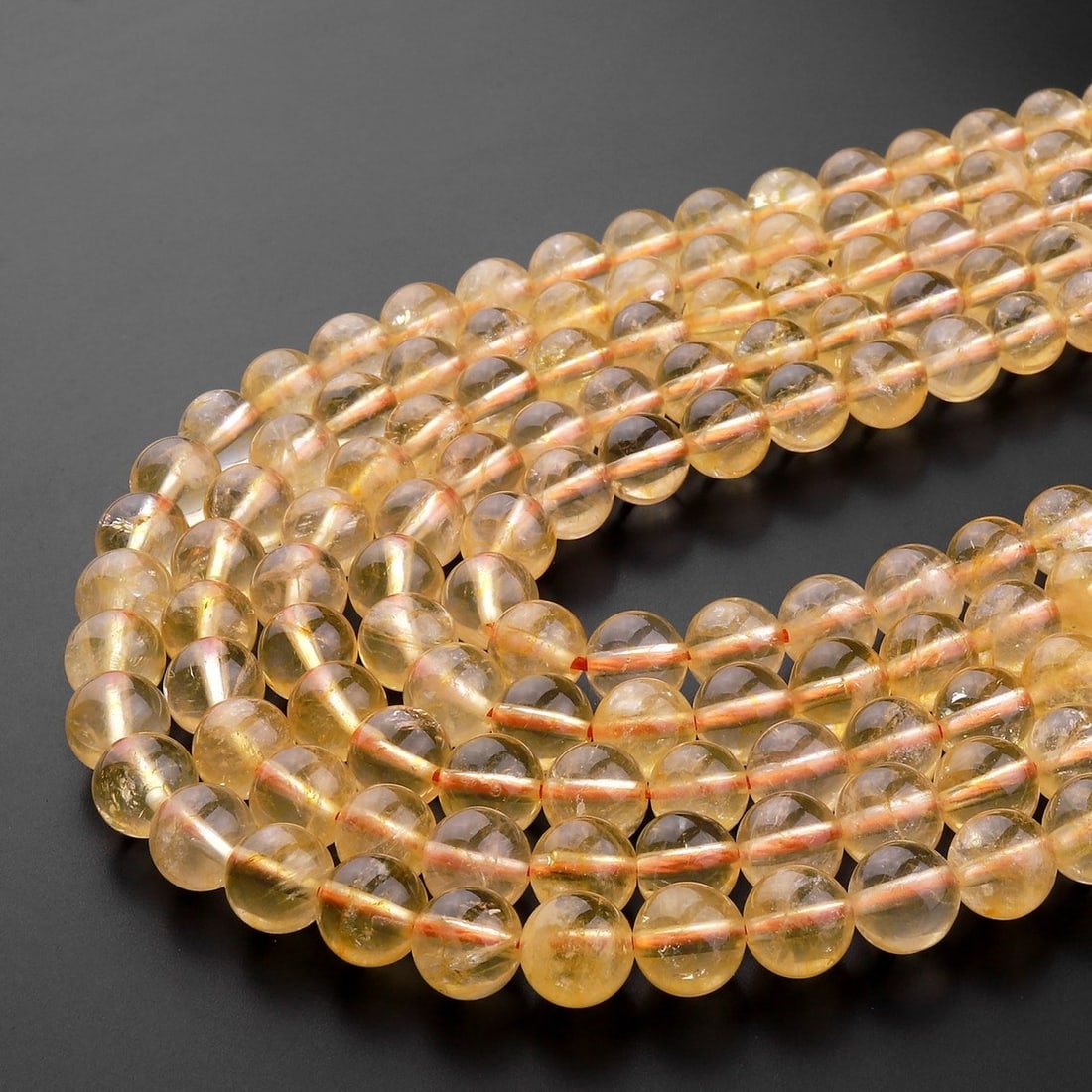 Natural Citrine Gemstone 10 mm Round Smooth Plain Beads 10 Strand (1 of 8)