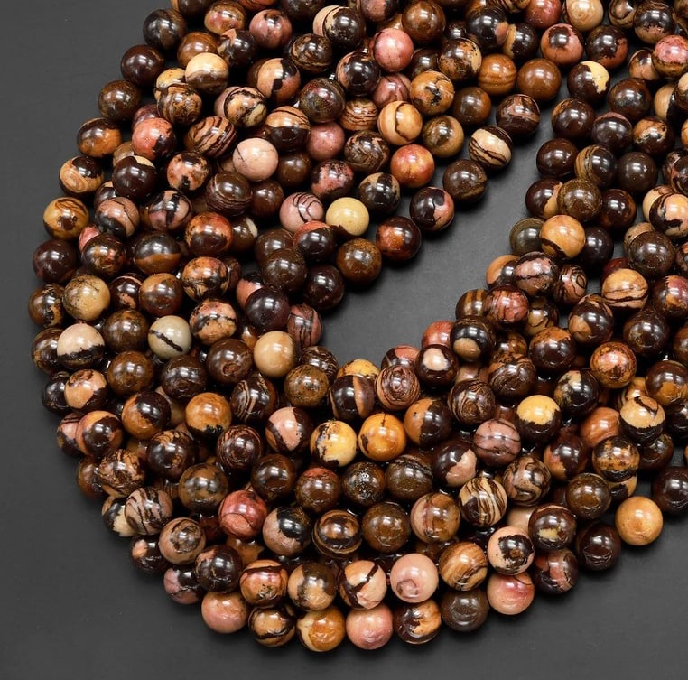 Natural Australian Zebra Jasper Gemstone 8 mm Round Smooth Plain Beads 10 Strand (1 of 5)