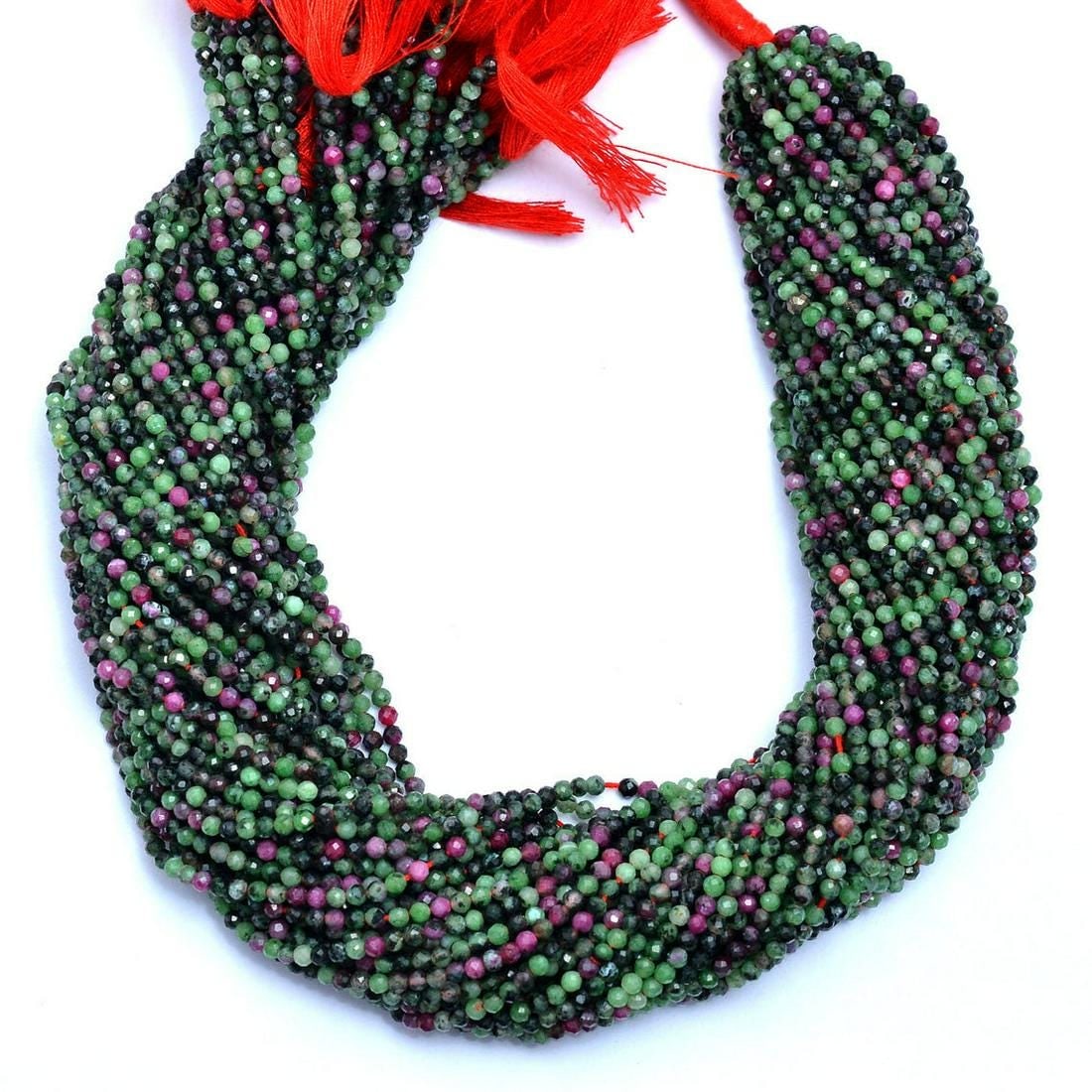 Natural Ruby Zosite Gemstone 2.5 MM Round Faceted Cut Beads 10 Strand (1 of 3)