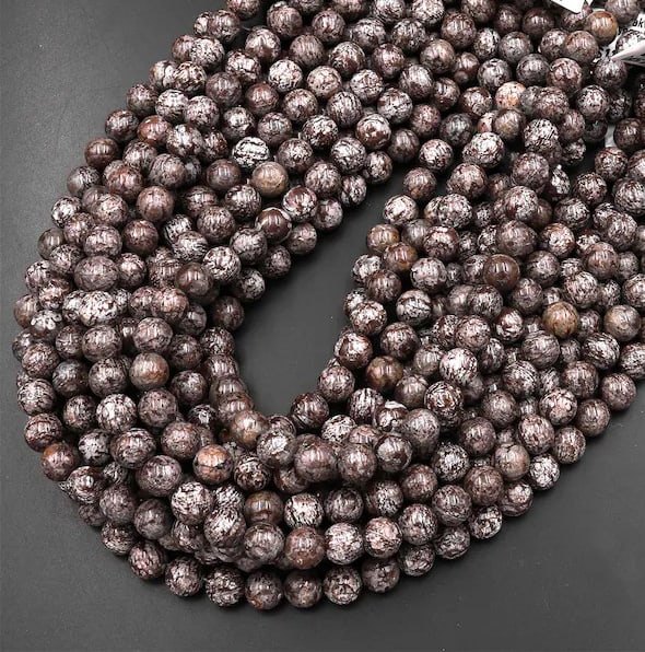 Natural Brown Snowflake Obsidian Gemstone 8 mm Round Smooth Plain Beads 10 Strand (1 of 5)