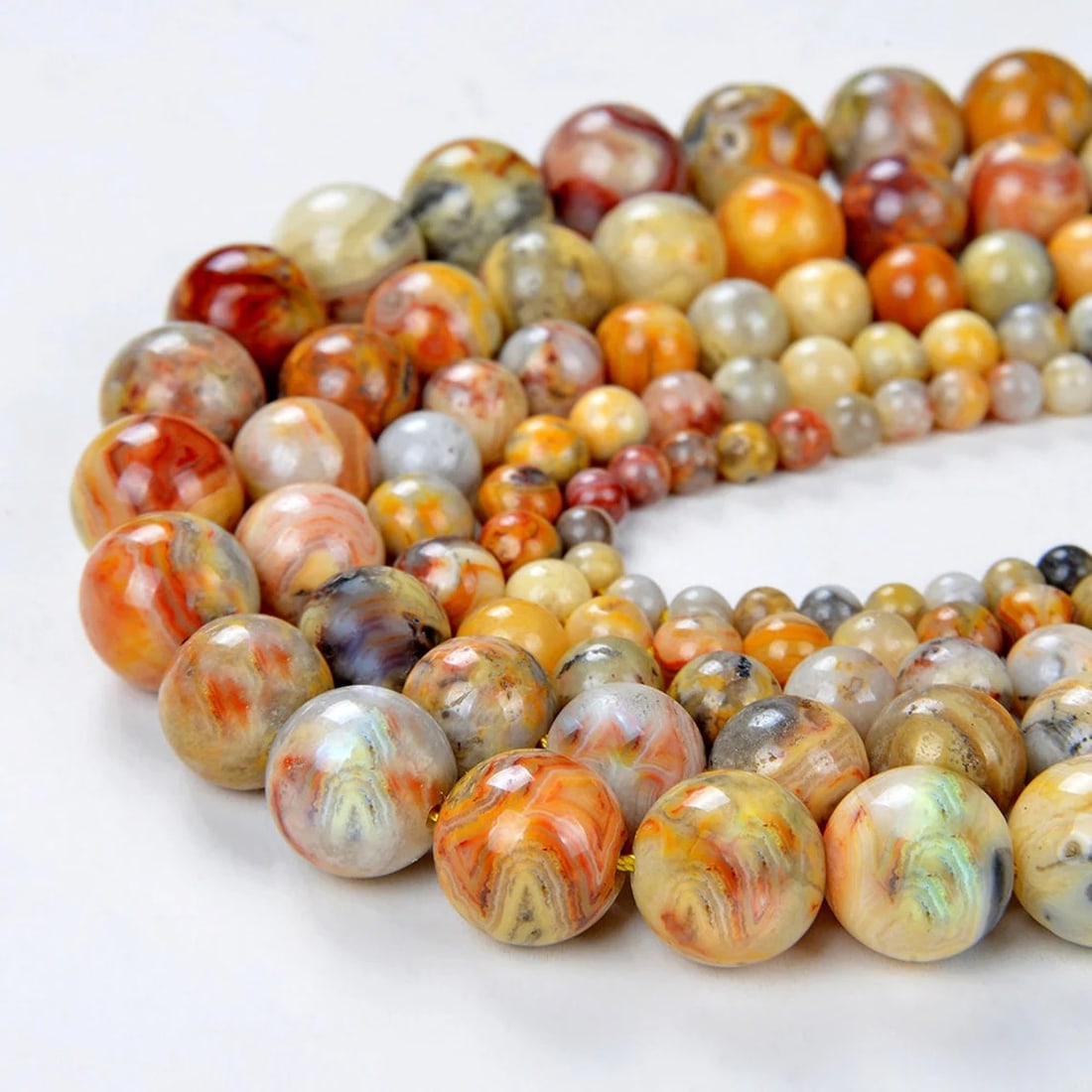 Natural Crazy Lace Agate Gemstone 6 mm Round Smooth Plain Beads 10 Strand (1 of 3)