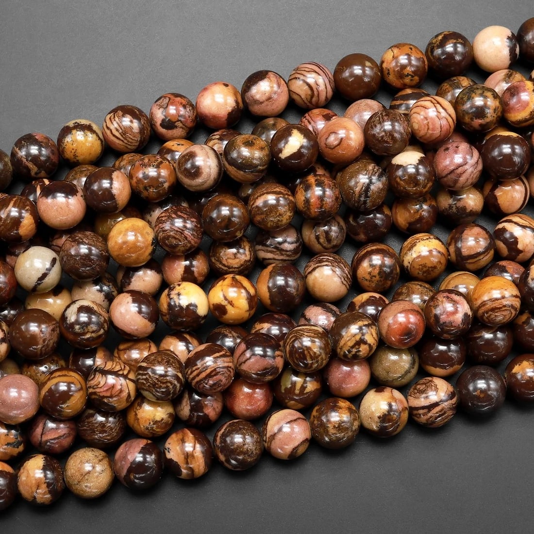 Natural Australian Zebra Jasper Gemstone 6 mm Round Smooth Plain Beads 10 Strand (1 of 5)
