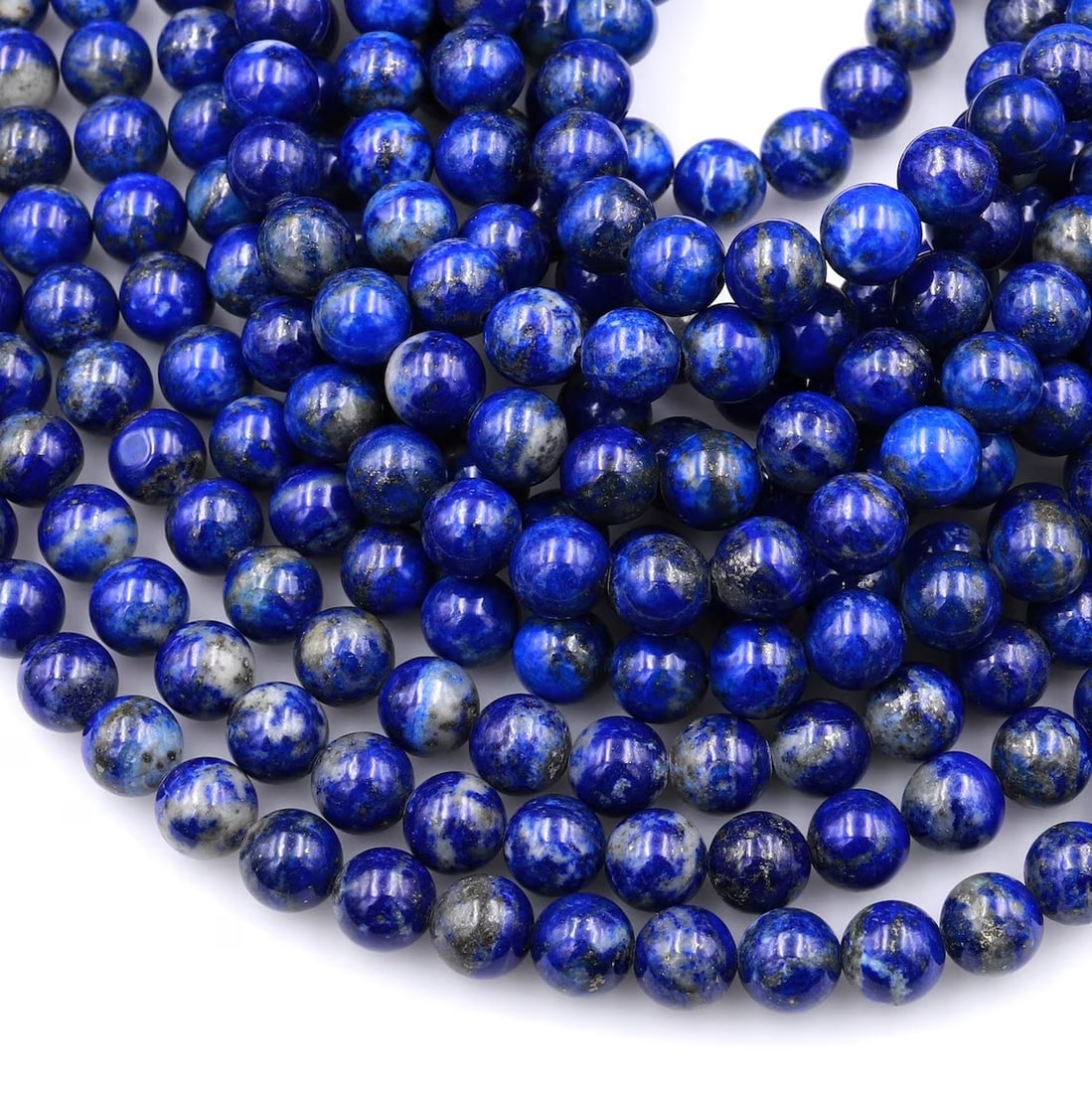 Natural Lapis Lazuli Gemstone 8 mm Round Smooth Plain Beads 10 Strand (1 of 5)