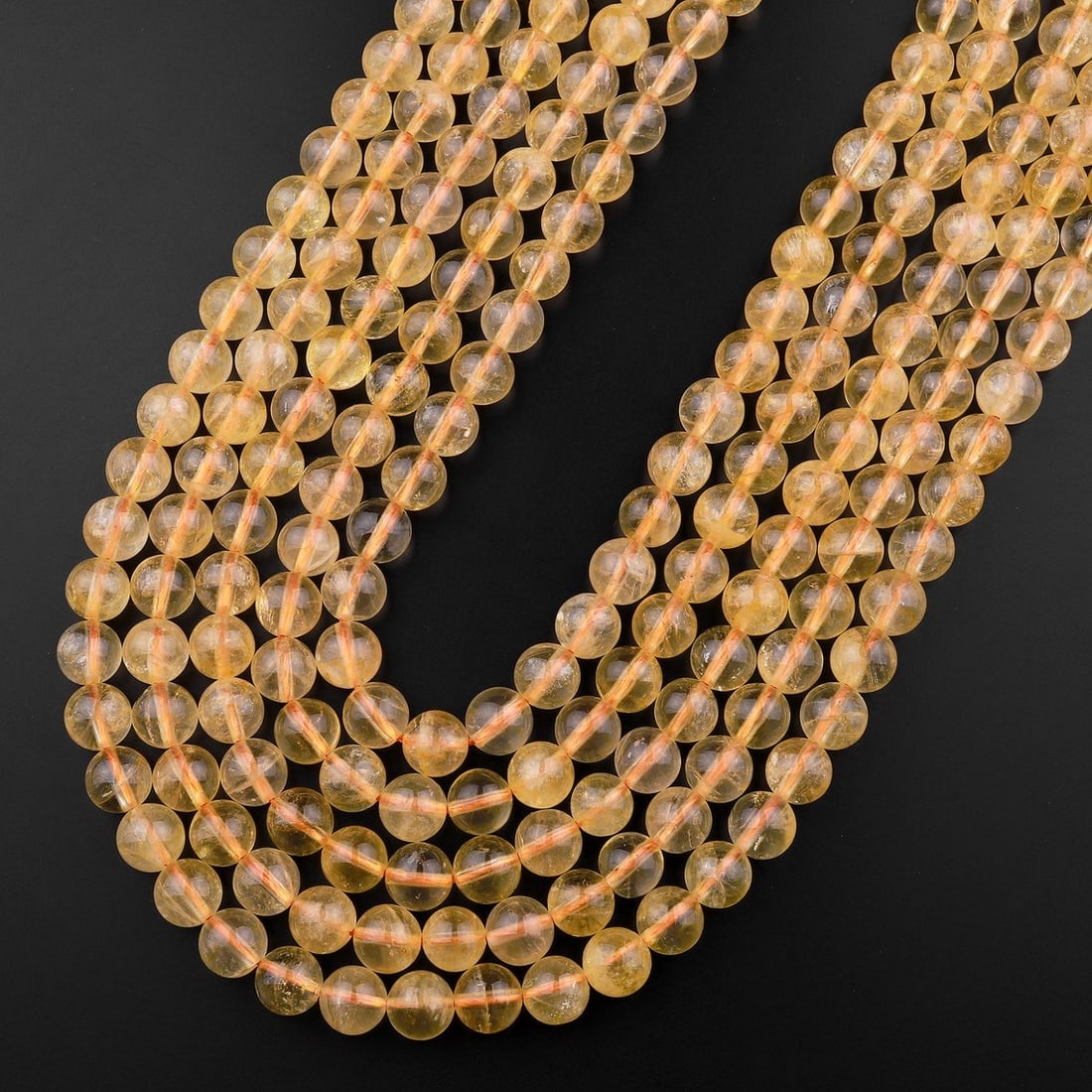 Natural Citrine Gemstone 6 mm Round Smooth Plain Beads 10 Strand (1 of 8)