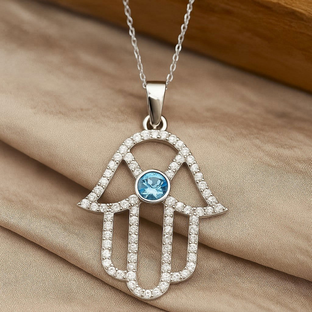 Natural Aquamarine & Diamond 92.5 Sterling Silver Pendant with Chain: Natural Aquamarine & Diamond 92.5 Sterling Silver Pendant with Chain Gemstone Shape : Round Gemstone Size : 3.5 MM Gemstone Quantity : 1 Piece Diamond Type : Lab Grown Diamond Shape : Round Dia