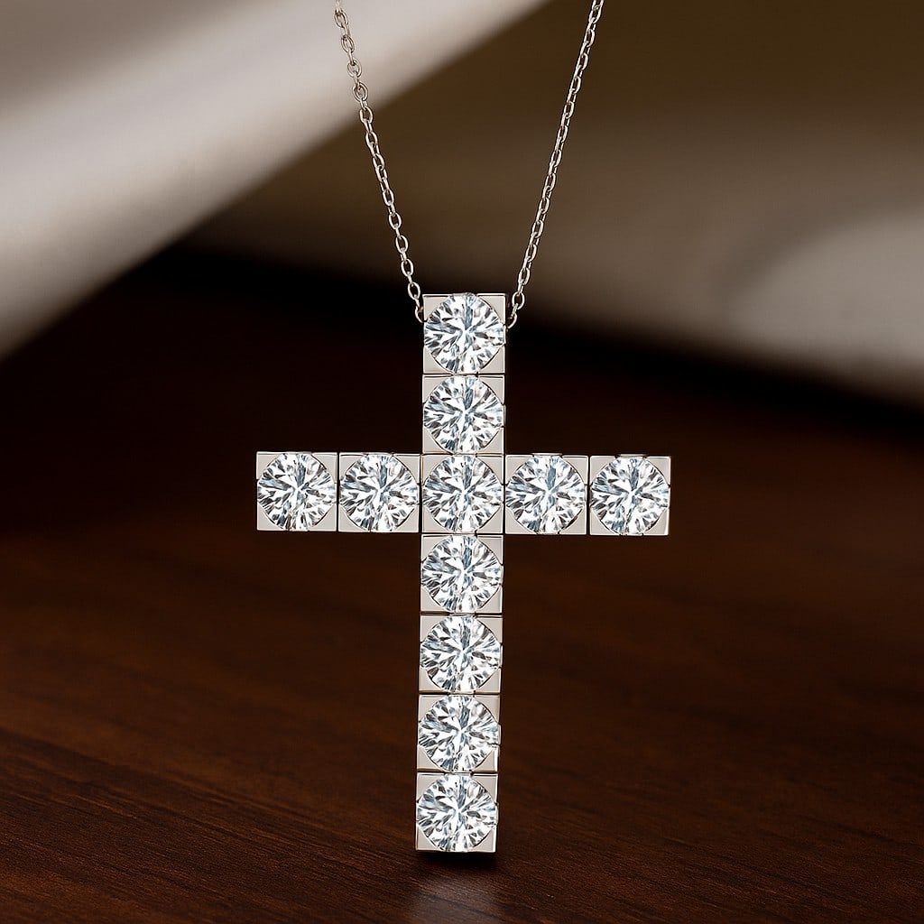 Lab Grown Diamond 92.5 Sterling Silver Pendant with Chain: Lab Grown Diamond 92.5 Sterling Silver Pendant with Chain Gemstone Shape : Round Gemstone Size : 3 MM Gemstone Quantity : 11 Pieces Diamond Type : Lab Grown Diamond Shape : Round Diamond Color