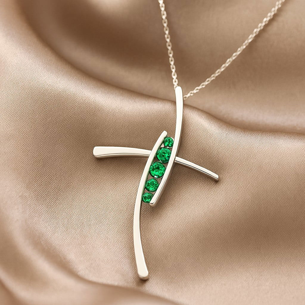 Lab Grown Emerald Gemstone 92.5 Sterling Silver Pendant with Chain: Lab Grown Emerald Gemstone 92.5 Sterling Silver Pendant with Chain Gemstone Shape : Round Gemstone Size : 2.7 MM, 2.4 MM, 1.8 MM Gemstone Quantity : 5 Pieces Metal : Silver Metal Purity : 92.5 Sterlin