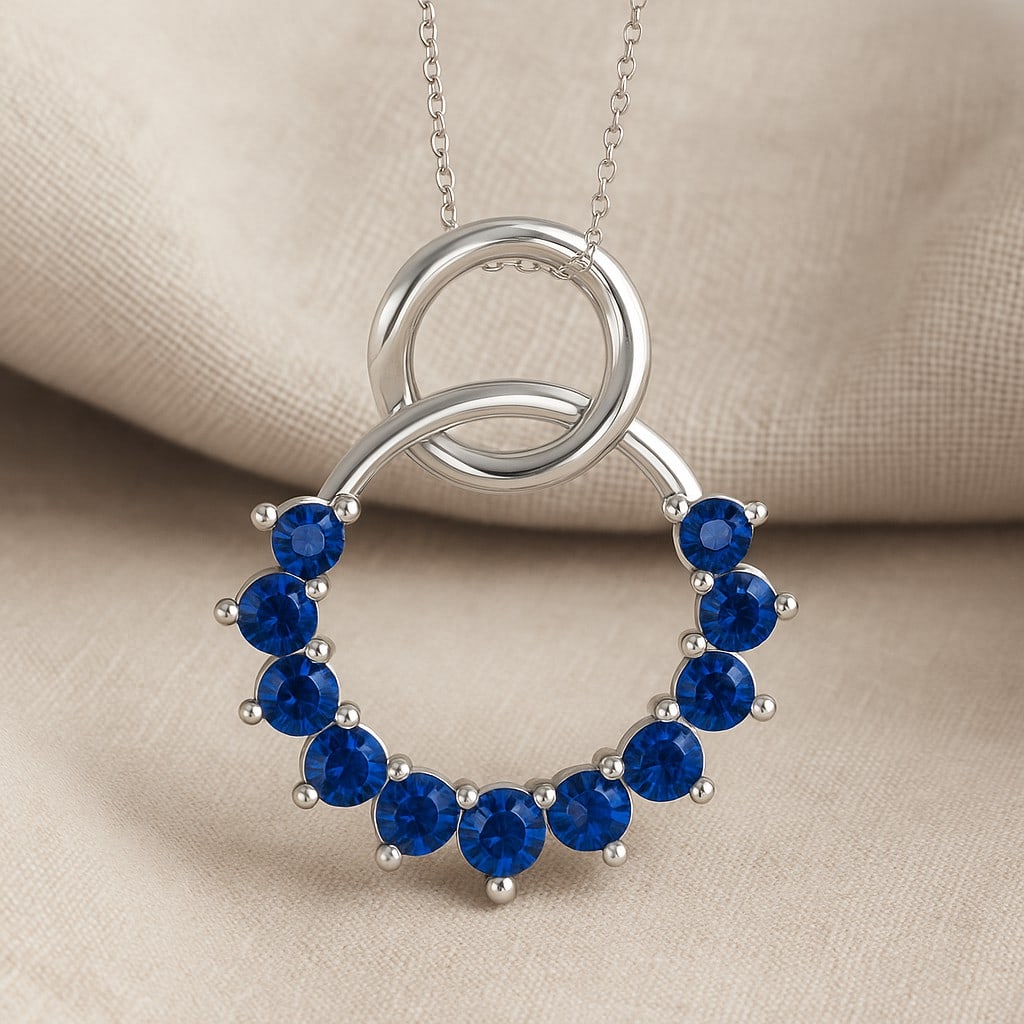 Natural Blue Sapphire Gemstone 92.5 Sterling Silver Pendant with Chain: Natural Blue Sapphire Gemstone 92.5 Sterling Silver Pendant with Chain Gemstone Shape : Round Gemstone Size : 3 MM, 2.5 MM Gemstone Quantity : 9 Pieces Metal : Silver Metal Purity : 92.5 Sterling Silv