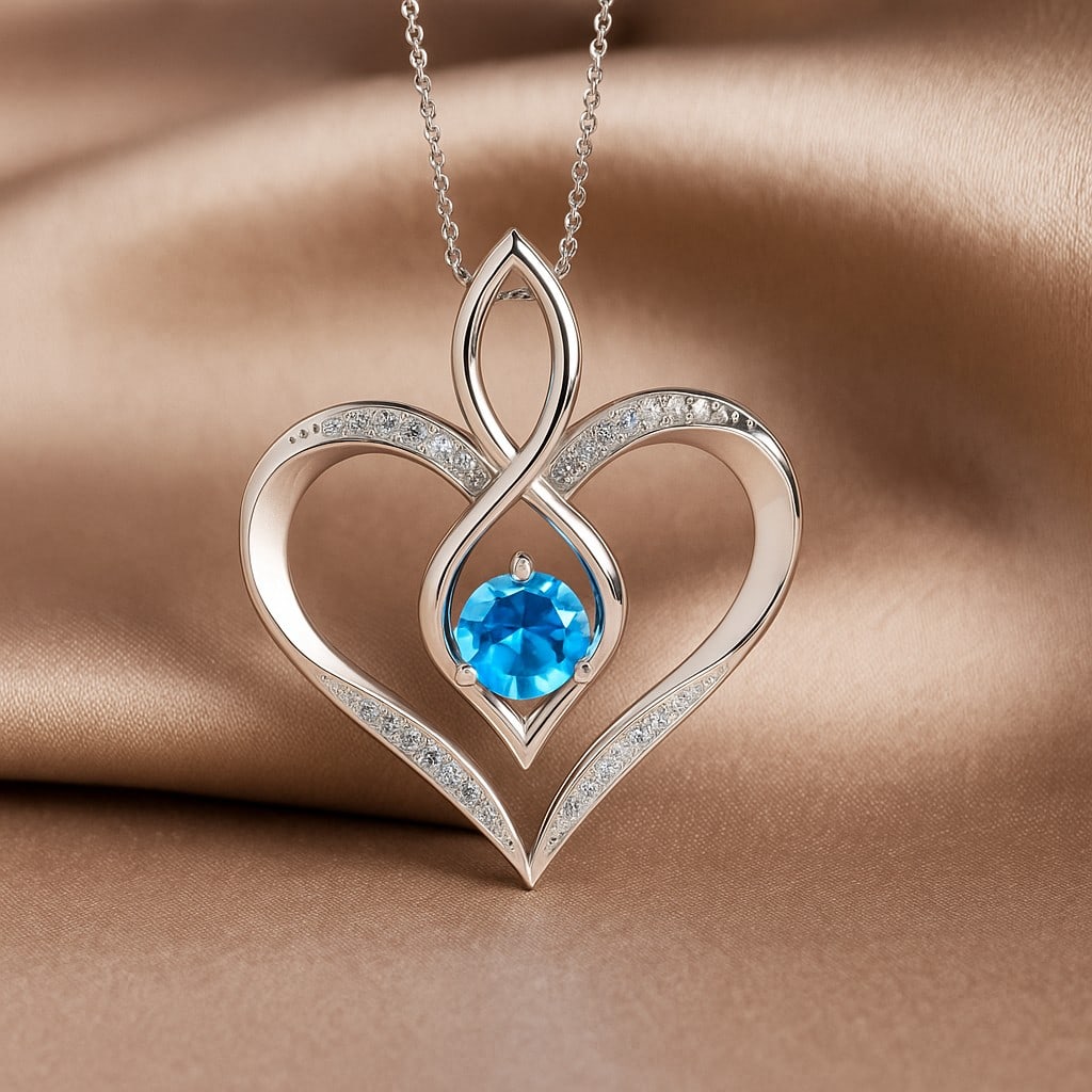 Natural Swiss Blue Topaz & Diamond 92.5 Sterling Silver Pendant with Chain: Natural Swiss Blue Topaz & Diamond 92.5 Sterling Silver Pendant with Chain Gemstone Shape : Round Gemstone Size : 5 MM Gemstone Quantity : 1 Piece Diamond Type : Lab Grown Diamond Shape : Round