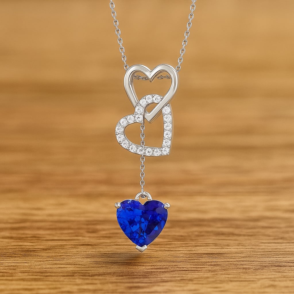 Natural Tanzanite & Diamond 92.5 Sterling Silver Pendant with Chain: Natural Tanzanite & Diamond 92.5 Sterling Silver Pendant with Chain Gemstone Shape : Heart Gemstone Size : 8 MM Gemstone Quantity : 1 Piece Diamond Type : Lab Grown Diamond Shape : Round Diamon