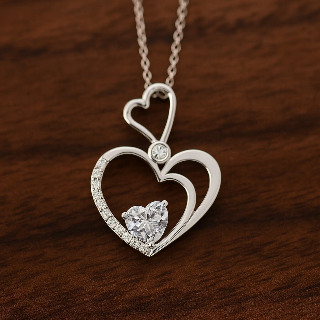 Lab Grown Diamond 92.5 Sterling Silver Pendant with Chain: Lab Grown Diamond 92.5 Sterling Silver Pendant with Chain Gemstone Shape : Heart Gemstone Size : 6 MM Gemstone Quantity : 1 Piece Diamond Type : Lab Grown Diamond Shape : Round Diamond Color :