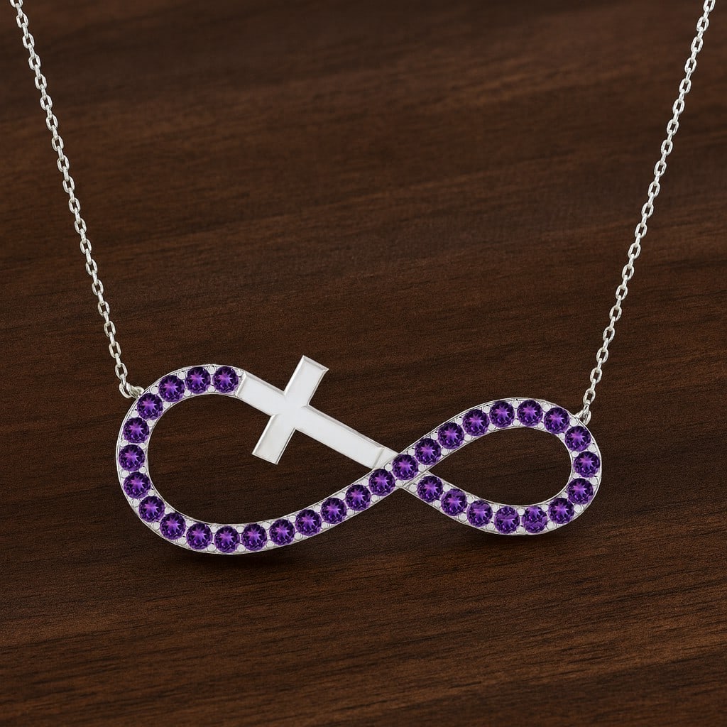 Natural Amethyst Gemstone 92.5 Sterling Silver Necklace: Natural Amethyst Gemstone 92.5 Sterling Silver Necklace Gemstone Shape : Round Gemstone Size : 1.3 MM Gemstone Quantity : 33 Pieces Metal : Silver Metal Purity : 92.5 Sterling Silver Pendant Le