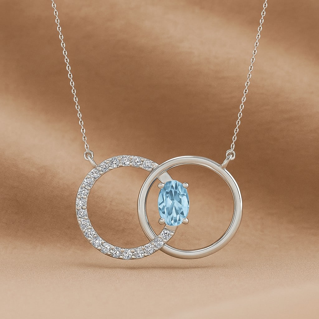 Natural Aquamarine & Diamond 92.5 Sterling Silver Pendant with Chain: Natural Aquamarine & Diamond 92.5 Sterling Silver Pendant with Chain Gemstone Shape : Oval Gemstone Size : 6x4 MM Gemstone Quantity : 1 Piece Diamond Type : Lab Grown Diamond Shape : Round Diam