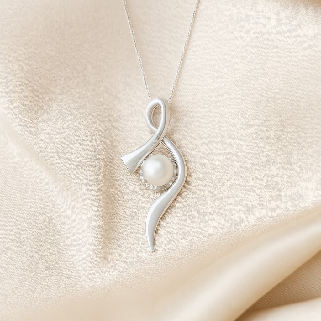 Natural Pearl Gemstone 92.5 Sterling Silver Pendant with Chain: Natural Pearl Gemstone 92.5 Sterling Silver Pendant with Chain Gemstone Shape : Round Gemstone Size : 6.00 MM Gemstone Quantity : 1 Piece Metal : Silver Metal Purity : 92.5 Sterling Silver Pend