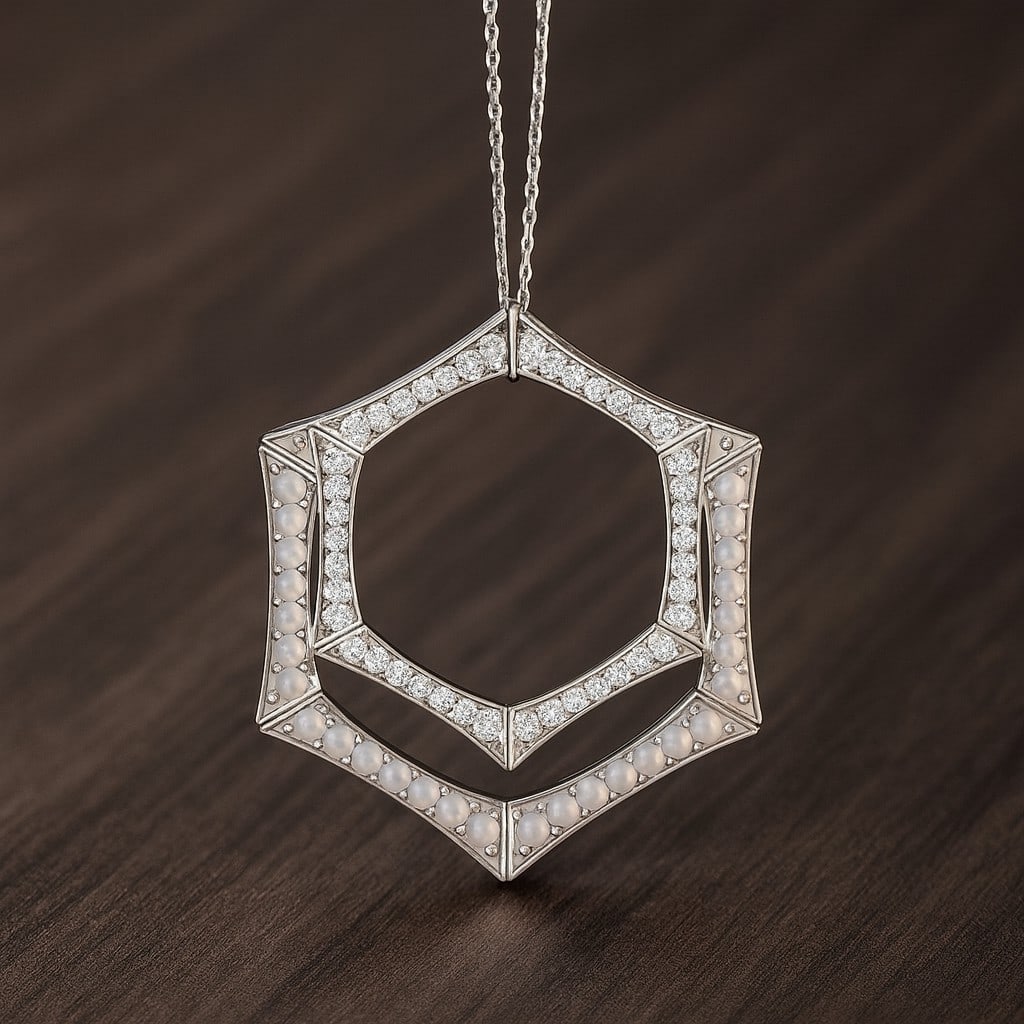 Natural Moonstone & Diamond 92.5 Sterling Silver Pendant with Chain: Natural Moonstone & Diamond 92.5 Sterling Silver Pendant with Chain Gemstone Shape : Round Gemstone Size : 1.4 MM Gemstone Quantity : 84 Pieces Diamond Type : Lab Grown Diamond Shape : Round Di