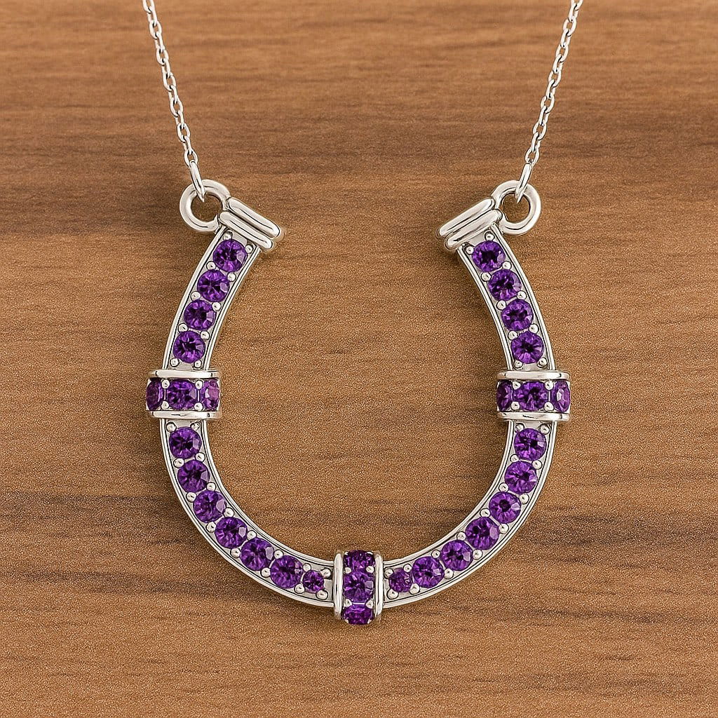 Natural Amethyst Gemstone 92.5 Sterling Silver Necklace (1 of 7)