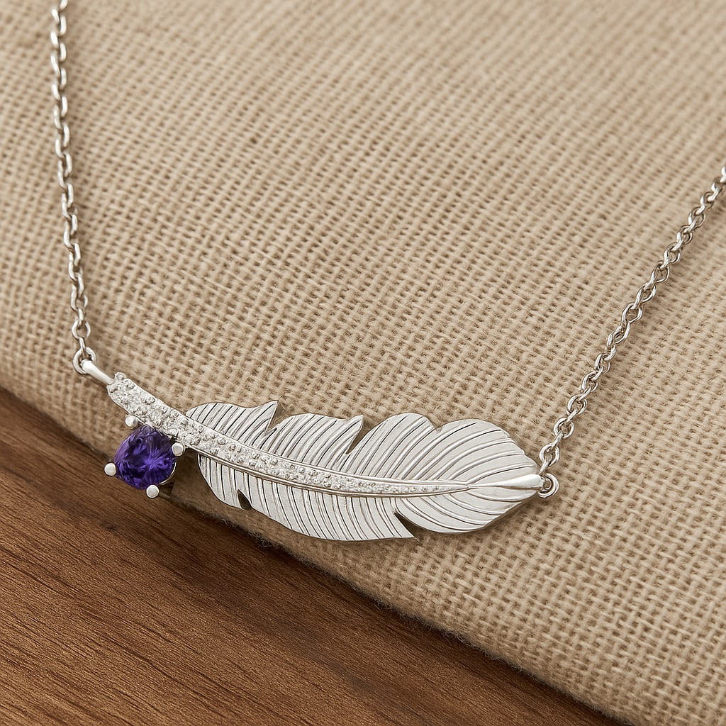 Natural Amethyst & Diamond 92.5 Sterling Silver Necklace: Natural Amethyst & Diamond 92.5 Sterling Silver Necklace Gemstone Shape : Round Gemstone Size : 3 MM Gemstone Quantity : 1 Piece Diamond Type : Lab Grown Diamond Shape : Round Diamond Color : <