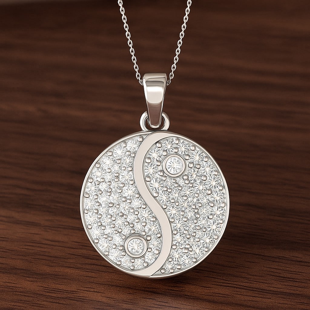 Lab Grown Diamond 92.5 Sterling Silver Pendant with Chain: Lab Grown Diamond 92.5 Sterling Silver Pendant with Chain Gemstone Shape : Round Gemstone Size : 1 - 2 MM Gemstone Quantity : 39 Pieces Diamond Type : Lab Grown Diamond Shape : Round Diamond Co