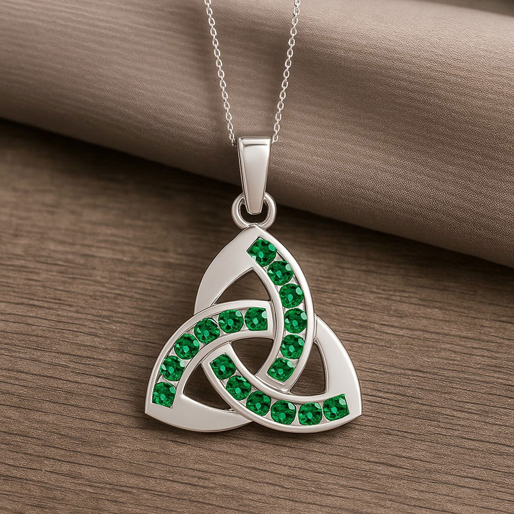 Lab Grown Emerald Gemstone 92.5 Sterling Silver Pendant with Chain: Lab Grown Emerald Gemstone 92.5 Sterling Silver Pendant with Chain Gemstone Shape : Round Gemstone Size : 1.8 MM Gemstone Quantity : 18 Pieces Metal : Silver Metal Purity : 92.5 Sterling Silver