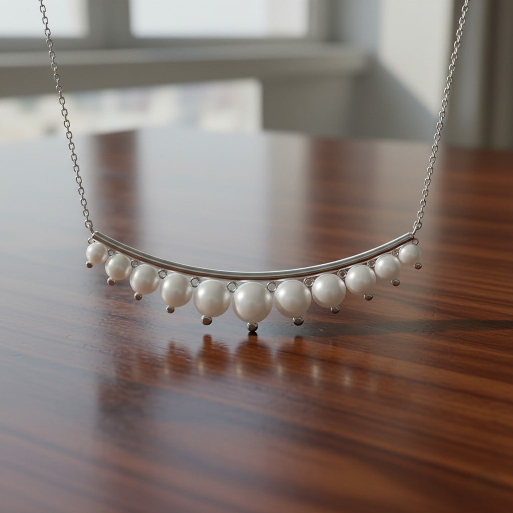 Natural Pearl Gemstone 92.5 Sterling Silver Necklace: Natural Pearl Gemstone 92.5 Sterling Silver Necklace Gemstone Shape : Round Gemstone Size : 2.2 - 4.2 MM Gemstone Quantity : 11 Pieces Metal : Silver Metal Purity : 92.5 Sterling Silver Pendant