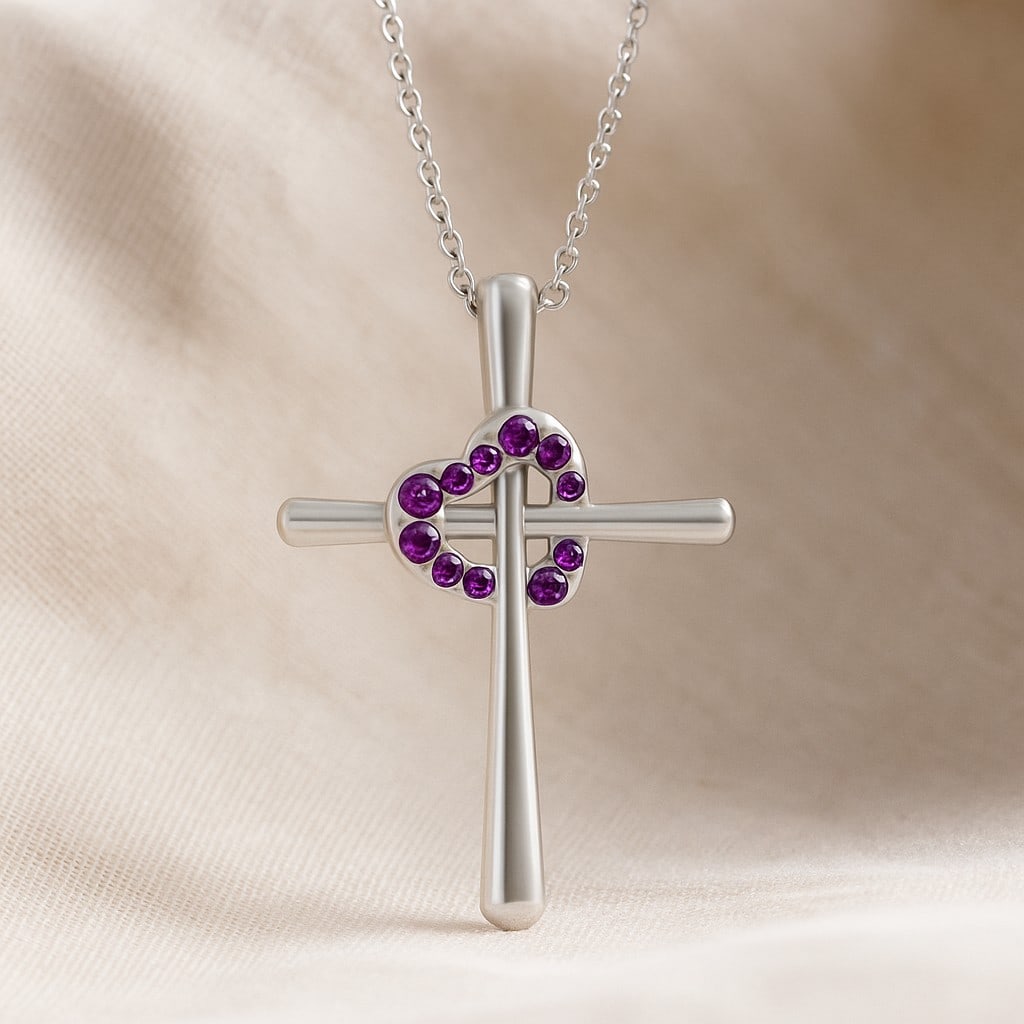 Natural Amethyst Gemstone 92.5 Sterling Silver Pendant with Chain (1 of 7)