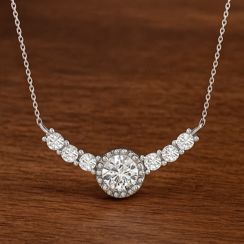 Lab Grown Diamond 92.5 Sterling Silver Necklace: Lab Grown Diamond 92.5 Sterling Silver Necklace Gemstone Shape : Round Gemstone Size : 3.5 MM Gemstone Quantity : 1 Piece Diamond Type : Lab Grown Diamond Shape : Round Diamond Color : D-E</