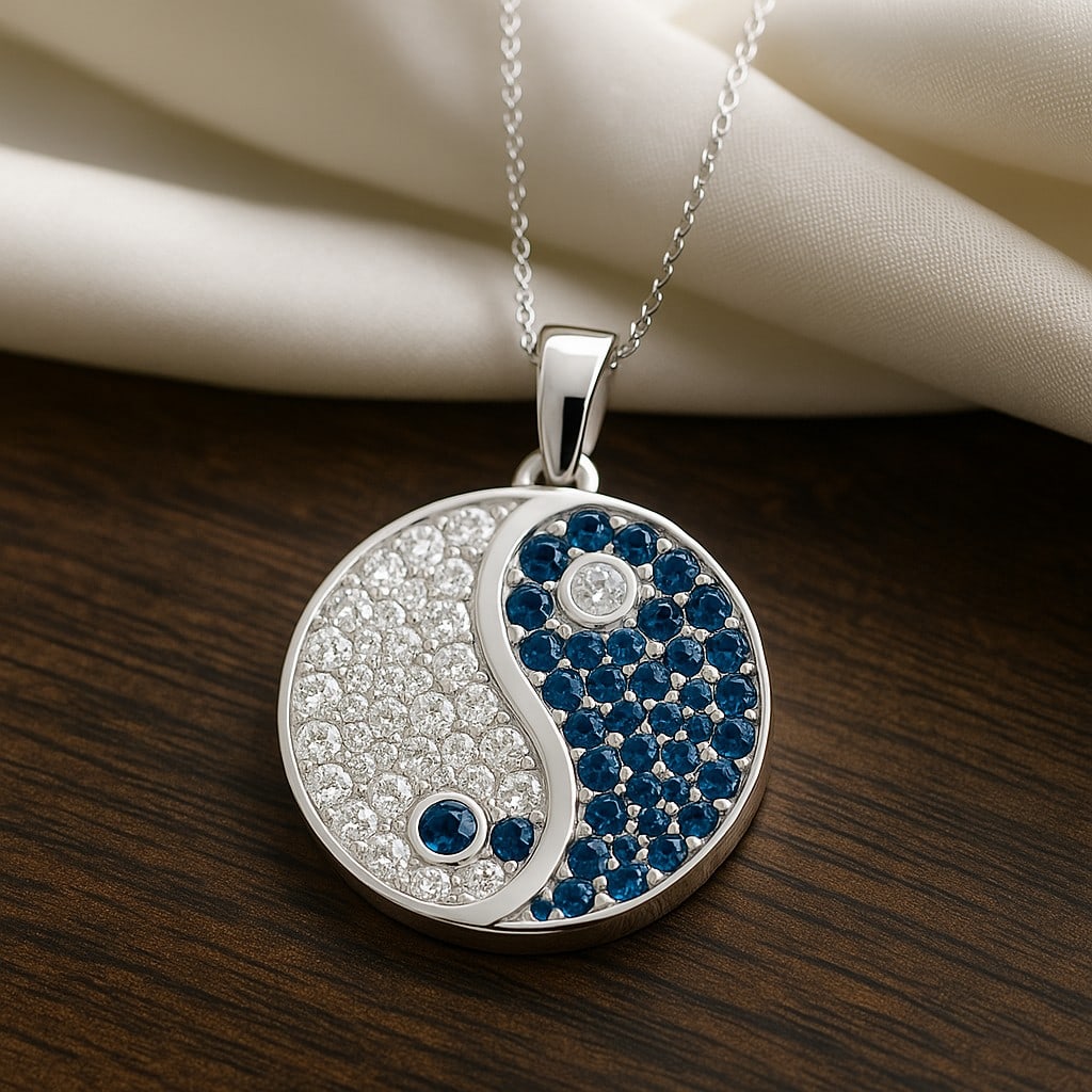 Natural London Blue Topaz & Diamond 92.5 Sterling Silver Pendant with Chain: Natural London Blue Topaz & Diamond 92.5 Sterling Silver Pendant with Chain Gemstone Shape : Round Gemstone Size : 1 - 2 MM Gemstone Quantity : 39 Pieces Diamond Type : Lab Grown Diamond Shape : Round