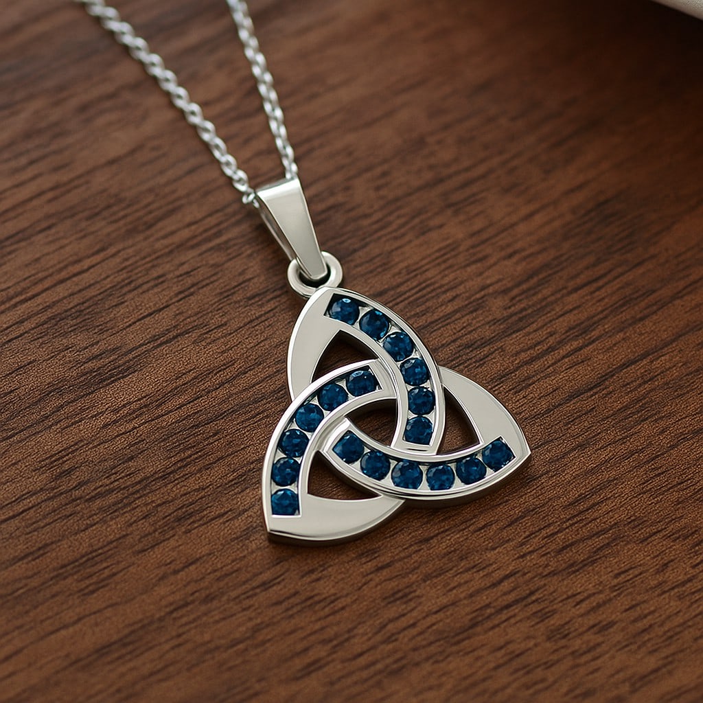 Natural London Blue Topaz Gemstone 92.5 Sterling Silver Pendant with Chain: Natural London Blue Topaz Gemstone 92.5 Sterling Silver Pendant with Chain Gemstone Shape : Round Gemstone Size : 1.8 MM Gemstone Quantity : 18 Pieces Metal : Silver Metal Purity : 92.5 Sterling Silve