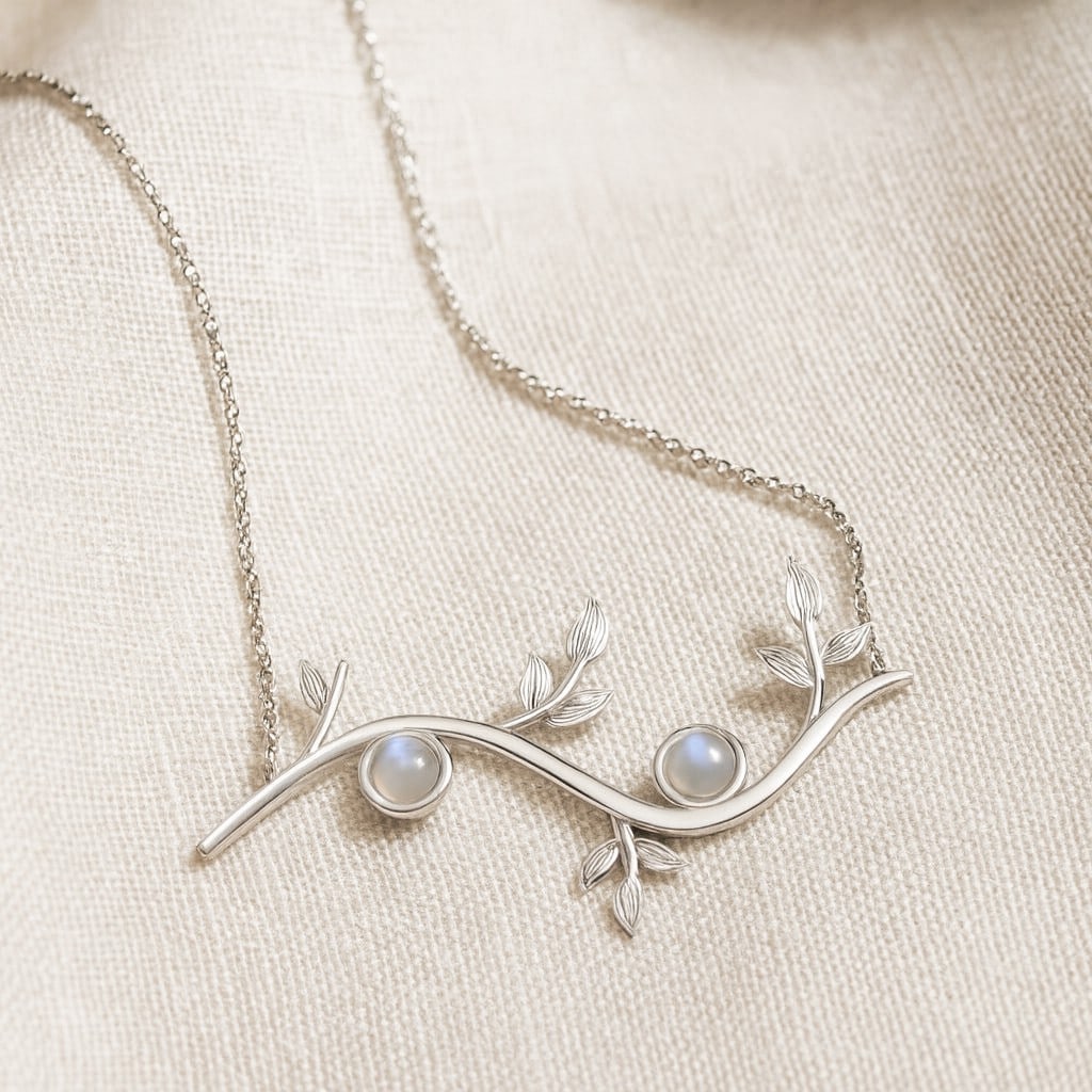 Natural Moonstone Gemstone 92.5 Sterling Silver Necklace: Natural Moonstone Gemstone 92.5 Sterling Silver Necklace Gemstone Shape : Round Gemstone Size : 4 MM Gemstone Quantity : 2 Pieces Metal : Silver Metal Purity : 92.5 Sterling Silver Pendant Leng