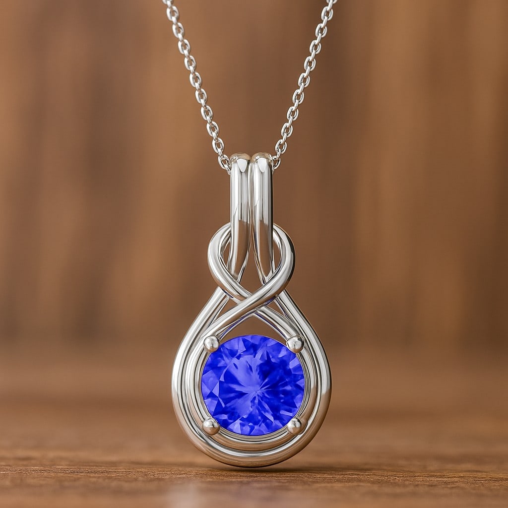Natural Tanzanite Gemstone 92.5 Sterling Silver Pendant with Chain: Natural Tanzanite Gemstone 92.5 Sterling Silver Pendant with Chain Gemstone Shape : Round Gemstone Size : 7 MM Gemstone Quantity : 1 Piece Metal : Silver Metal Purity : 92.5 Sterling Silver Pen