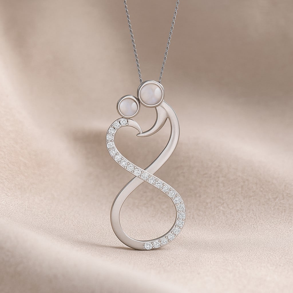 Natural Moonstone & Diamond 92.5 Sterling Silver Pendant with Chain: Natural Moonstone & Diamond 92.5 Sterling Silver Pendant with Chain Gemstone Shape : Round Gemstone Size : 3.2 MM, 2.8 MM Gemstone Quantity : 2 Pieces Diamond Type : Lab Grown Diamond Shape : Round