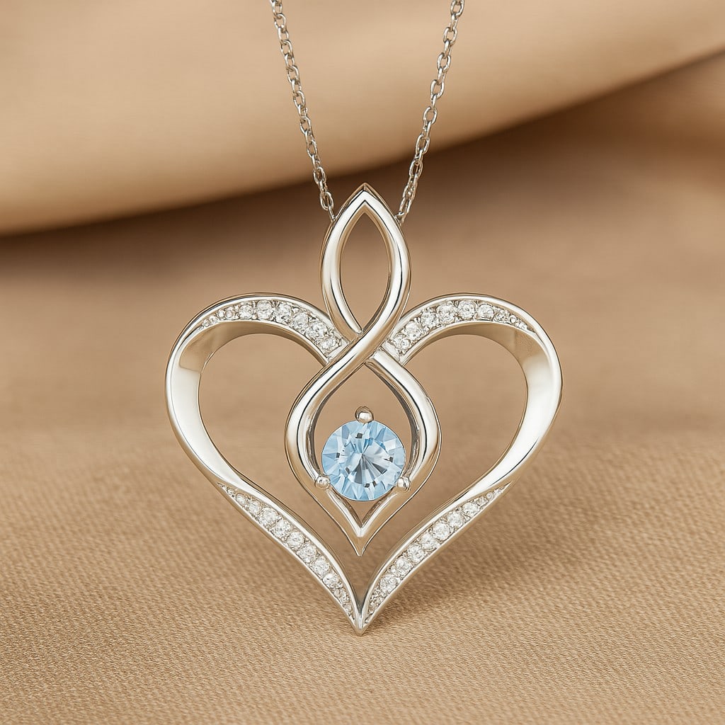Natural Aquamarine & Diamond 92.5 Sterling Silver Pendant with Chain: Natural Aquamarine & Diamond 92.5 Sterling Silver Pendant with Chain Gemstone Shape : Round Gemstone Size : 5 MM Gemstone Quantity : 1 Piece Diamond Type : Lab Grown Diamond Shape : Round Diamo