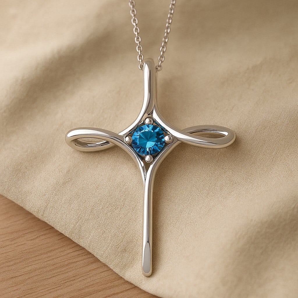 Natural Swiss Blue Topaz Gemstone 92.5 Sterling Silver Pendant with Chain: Natural Swiss Blue Topaz Gemstone 92.5 Sterling Silver Pendant with Chain Gemstone Shape : Round Gemstone Size : 4 MM Gemstone Quantity : 1 Piece Metal : Silver Metal Purity : 92.5 Sterling Silver