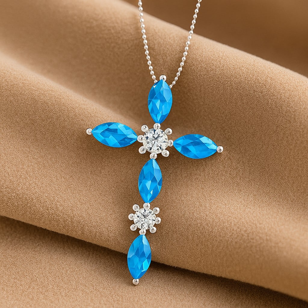 Natural Aquamarine & Diamond 92.5 Sterling Silver Pendant with Chain: Natural Aquamarine & Diamond 92.5 Sterling Silver Pendant with Chain Gemstone Shape : Marquise Gemstone Size : 7x3.5 MM Gemstone Quantity : 5 Pieces Diamond Type : Lab Grown Diamond Shape : Round<