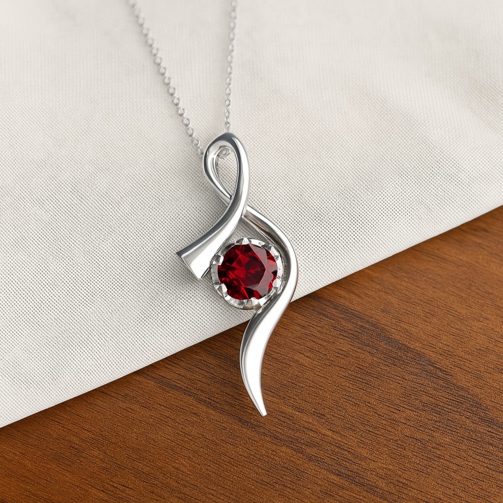Natural Ruby Gemstone 92.5 Sterling Silver Pendant with Chain: Natural Ruby Gemstone 92.5 Sterling Silver Pendant with Chain Gemstone Shape : Round Gemstone Size : 6.00 MM Gemstone Quantity : 1 Piece Metal : Silver Metal Purity : 92.5 Sterling Silver Penda