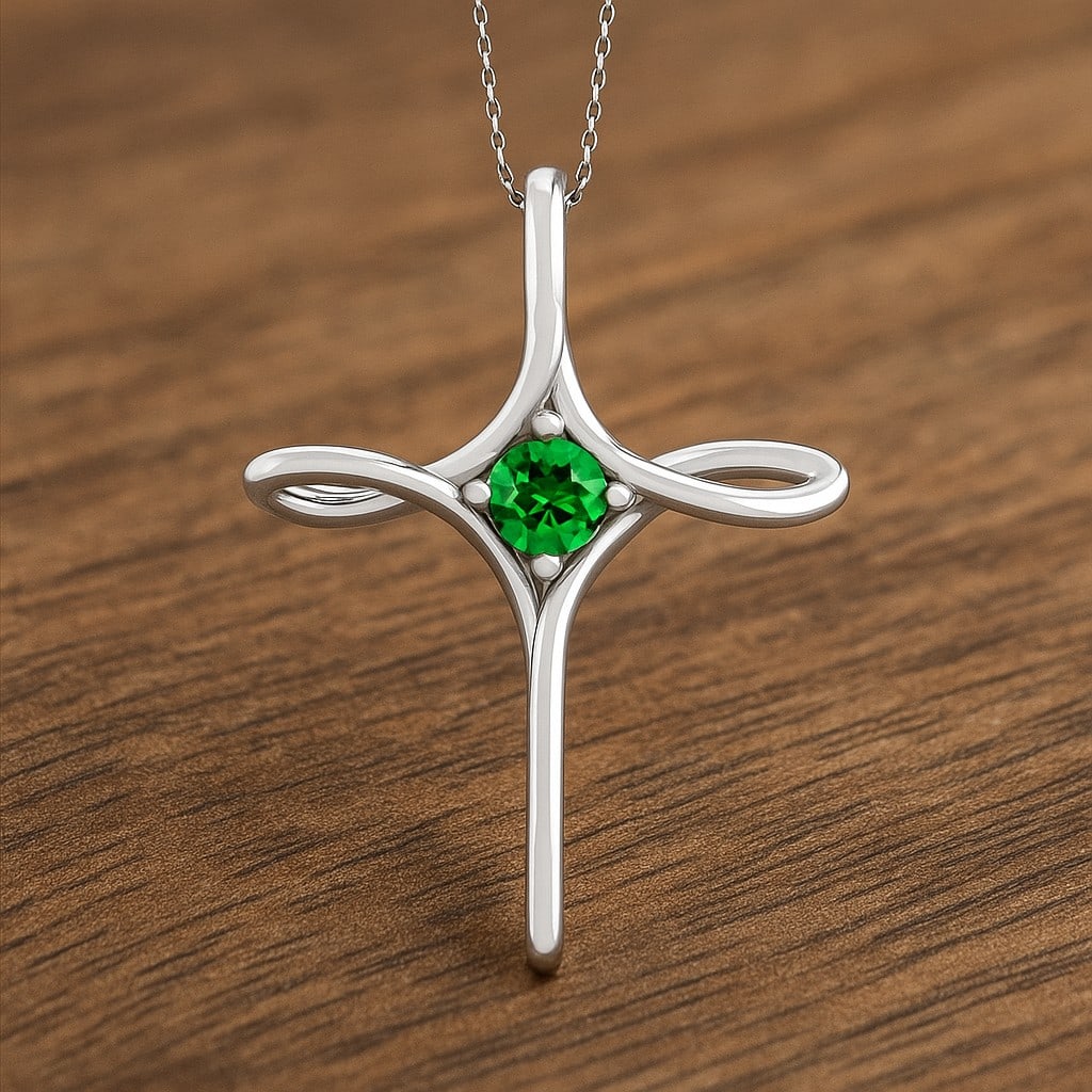 Lab Grown Emerald Gemstone 92.5 Sterling Silver Pendant with Chain: Lab Grown Emerald Gemstone 92.5 Sterling Silver Pendant with Chain Gemstone Shape : Round Gemstone Size : 4 MM Gemstone Quantity : 1 Piece Metal : Silver Metal Purity : 92.5 Sterling Silver Pen