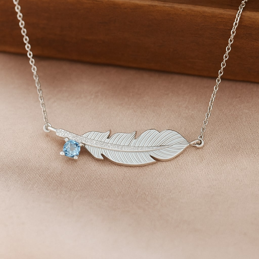 Natural Aquamarine & Diamond 92.5 Sterling Silver Necklace: Natural Aquamarine & Diamond 92.5 Sterling Silver Necklace Gemstone Shape : Round Gemstone Size : 3 MM Gemstone Quantity : 1 Piece Diamond Type : Lab Grown Diamond Shape : Round Diamond Color :