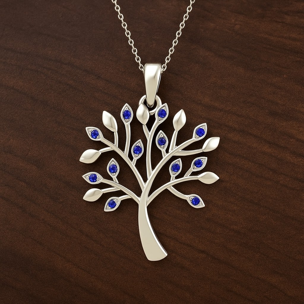 Natural Tanzanite Gemstone 92.5 Sterling Silver Pendant with Chain (1 of 7)