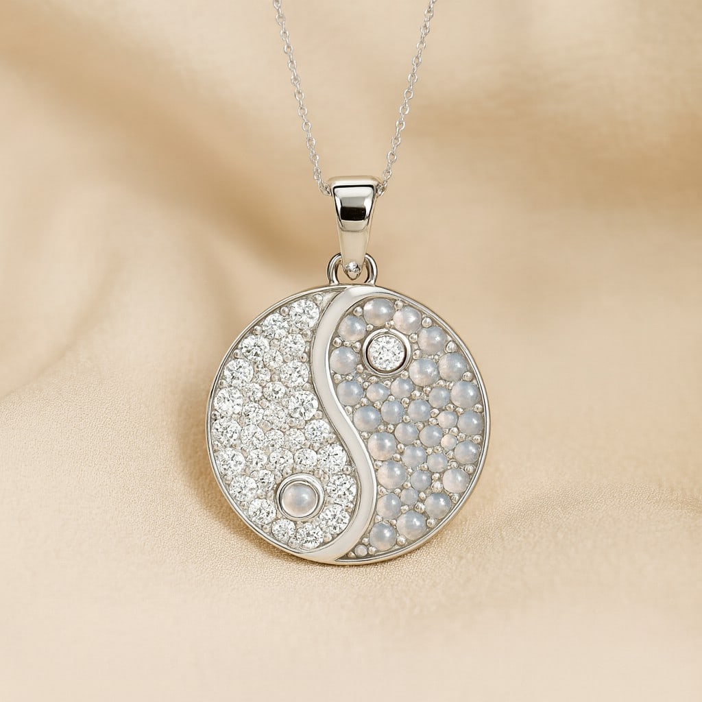 Natural Moonstone & Diamond 92.5 Sterling Silver Pendant with Chain: Natural Moonstone & Diamond 92.5 Sterling Silver Pendant with Chain Gemstone Shape : Round Gemstone Size : 1 - 2 MM Gemstone Quantity : 39 Pieces Diamond Type : Lab Grown Diamond Shape : Round