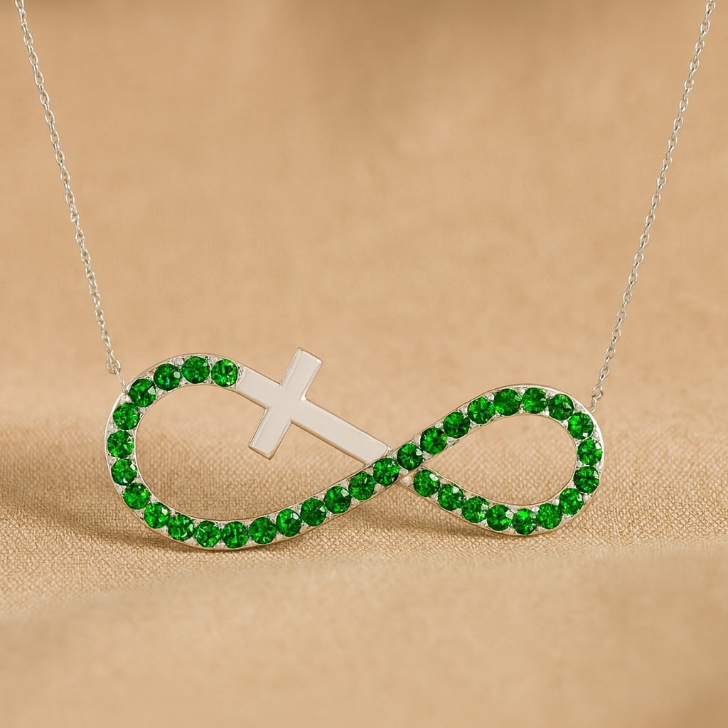 Lab Grown Emerald Gemstone 92.5 Sterling Silver Necklace: Lab Grown Emerald Gemstone 92.5 Sterling Silver Necklace Gemstone Shape : Round Gemstone Size : 1.3 MM Gemstone Quantity : 33 Pieces Metal : Silver Metal Purity : 92.5 Sterling Silver Pendant L