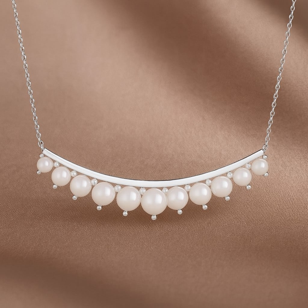 Natural Moonstone Gemstone 92.5 Sterling Silver Necklace (1 of 7)