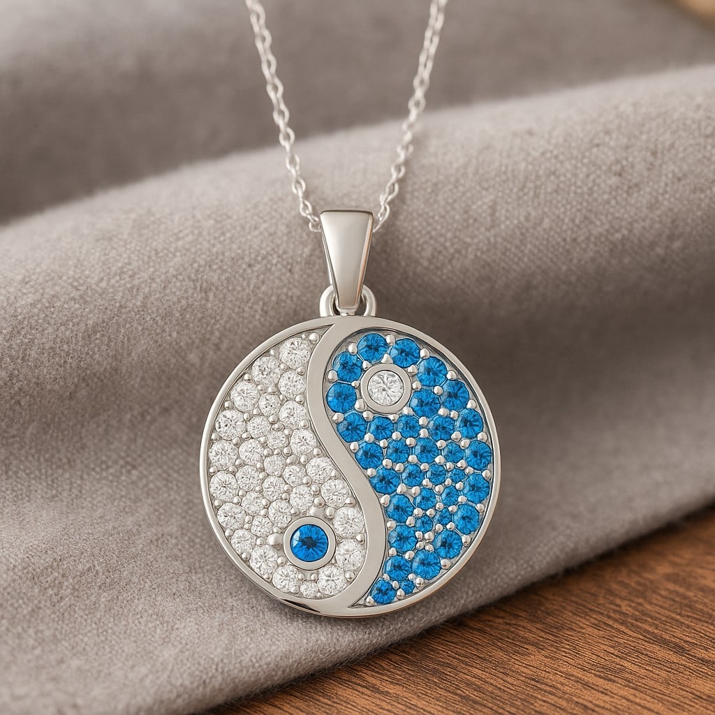 Natural Swiss Blue Topaz & Diamond 92.5 Sterling Silver Pendant with Chain: Natural Swiss Blue Topaz & Diamond 92.5 Sterling Silver Pendant with Chain Gemstone Shape : Round Gemstone Size : 1 - 2 MM Gemstone Quantity : 39 Pieces Diamond Type : Lab Grown Diamond Shape : Round<