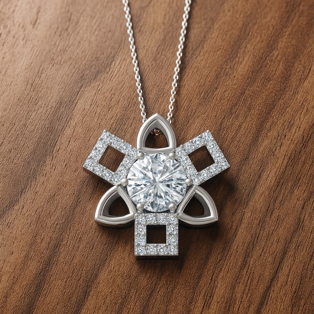 Lab Grown Diamond 92.5 Sterling Silver Pendant with Chain: Lab Grown Diamond 92.5 Sterling Silver Pendant with Chain Gemstone Shape : Round Gemstone Size : 6 MM Gemstone Quantity : 1 Piece Diamond Type : Lab Grown Diamond Shape : Round Diamond Color :