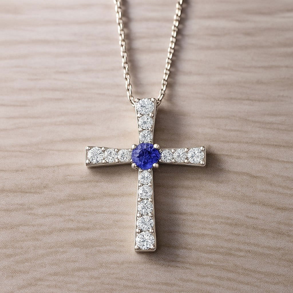 Natural Tanzanite & Diamond 92.5 Sterling Silver Pendant with Chain: Natural Tanzanite & Diamond 92.5 Sterling Silver Pendant with Chain Gemstone Shape : Round Gemstone Size : 3 MM Gemstone Quantity : 1 Piece Diamond Type : Lab Grown Diamond Shape : Round Diamon